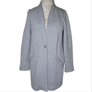 Eileen Fisher Gray Bonded Diamond Quilt One Button Jacket Size S